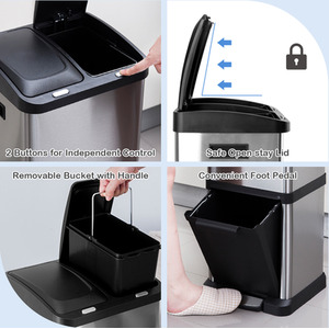 32 L Recycle Pedal Bin-Silver - Silver by Costway