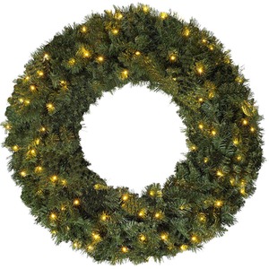 Luxury Green Pre Lit LED Christmas Wreath Outdoor Indoor - Green by CGC Lighting