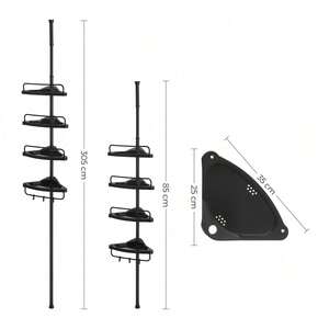 SONGMICS Adjustable 4-Tier Shower Corner Shelf - Black by SONGMICS