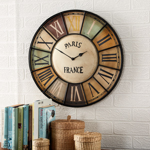 Vintage French Design Coloured Metal Wall Clock - Multi by IH Design