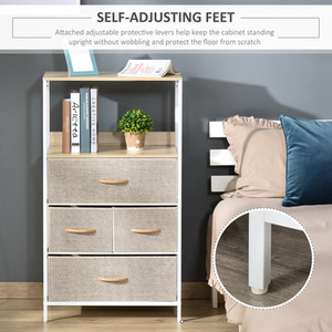 HOMCOM 4 Drawer Storage Chest Unit Home with Shelves Home Living Room Bedroom - White by HOMCOM