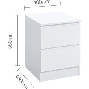 3 Piece Furniture Set Chest of Drawers Bedside Tables Birlea Oslo - White by Birlea