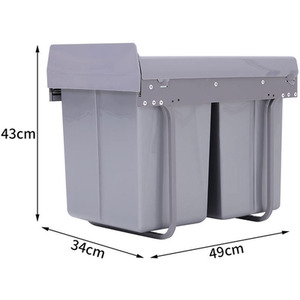 Large Kitchen Waste Bin Pull-Out Rubbish Can - Grey / 7.2kg by Livingandhome