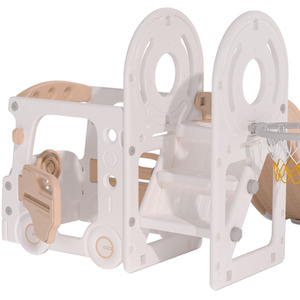 Kids Toddler Slide Climber Playset with Basketball Hoop - white by Livingandhome