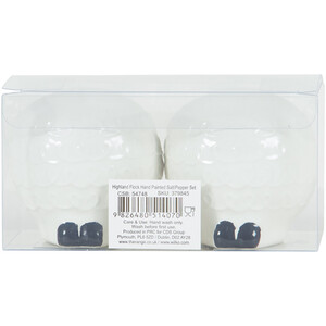 Highland Flock 3D Ceramic Hand Painted Sheep Salt and Pepper Set - White and Black