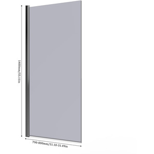 Rotatable Single-Sided Tempered Glass Shower Screen - Silver by Livingandhome