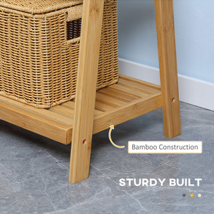 kleankin Freestanding Natural Bamboo Towel Rack with 3 Towel Rails - Neutral by kleankin