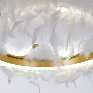 Crown Shaped Feather LED Pendant Light - White by Livingandhome