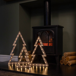 Set of 3 Battery Operated Christmas Trees with LEDs - Brown by Samuel Alexander