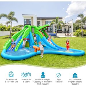 7 In 1 Inflatable Bounce House with Air Blower - Blue by Costway