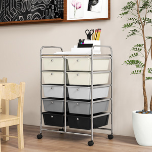 10-Drawer Storage Cart Rolling Cart - Gray Gradient by Costway