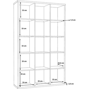Mauro 3x5 Shelving Unit - Sand Oak by Furniture To Go