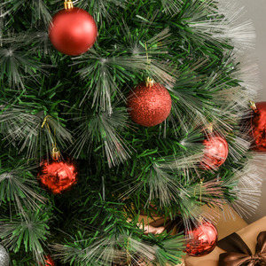 HOMCOM 4FT Multicoloured Artificial Christmas Tree with PreLit Modes Metal Stand - Green, red and blue by HOMCOM