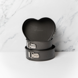 3pc Non-Stick Spring Form Cake Pan Set, 2 round Pans, and Heart Shaped Tin - Grey by MasterClass