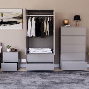 Denver Bedroom Set (2 Drawer Bedside, 5 Drawer Chest, 2 Door 2 Drawer Wardrobe) by Vida Designs