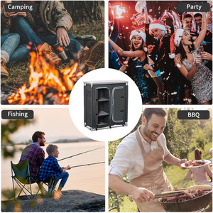 Outsunny Travel Camping Outdoor Kitchen Cupboard - Grey / 49.5cm by Outsunny