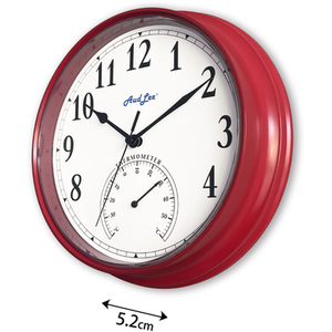 Tub Wall Clock with Thermometer - Red by Audlee