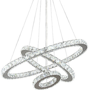 LED Crystal Pendant Hanging Ceiling Light - Silver / 30 - 70 cm by Livingandhome