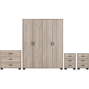 Oliver 4 Door Wardrobe Bedroom Set - Light Oak Effect by Seconique
