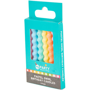 Pack of 6 Pastel Swirl Birthday Candles - Multicolour