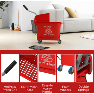 HOMCOM Mop Bucket with Wringer Wheels by HOMCOM