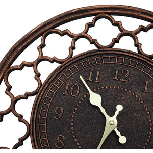 Hollow Floral Metal Wall Clock - Brown by Livingandhome