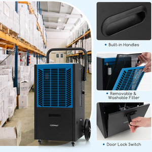 Industrial Dehumidifier with 4 Wheels - Black by Costway