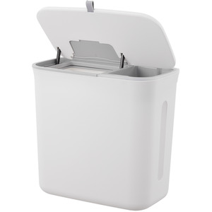 White Hanging Kitchen Trash Bin with Lid - White by Livingandhome