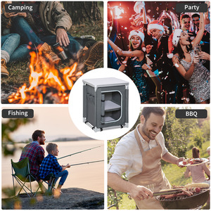 Outsunny Travel Camping Outdoor Kitchen Cupboard - Grey / 60cm by Outsunny