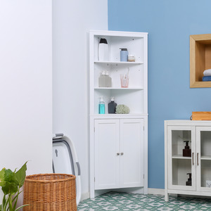 kleankin Corner Bathroom Cabinet Freestanding Bathroom Storage Unit - White by kleankin