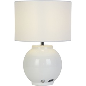 Rechargeable White Ceramic Table Lamp - White by Lighting Collection