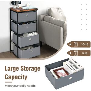 Chest of Drawers Storage Tower - Grey by Costway
