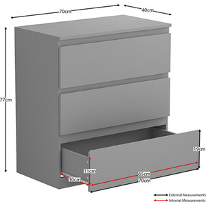 Denver Bedroom Set (2 Drawer Bedside, 3 Drawer Chest, 2 Door 2 Drawer Wardrobe) by Vida Designs