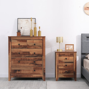 HMD Wooden Bedroom Sets - Rutic Brown / 1 Bedside table and 2+3 drawers chest by HMD Furniture