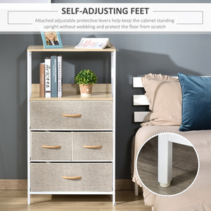 HOMCOM 4 Drawer Storage Chest Unit Home with Shelves Home Living Room Bedroom - White by HOMCOM