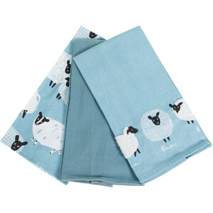 Pack of 3 Highland Flock Fluffy Tea Towels - Blue