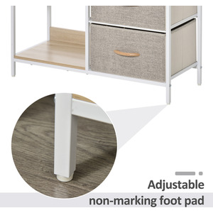 HOMCOM Storage Cabinet 3 Drawer Chest Dresser Tower with 2 Shelves - White, beige and brown by HOMCOM