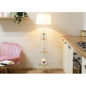 Evie Shelf Floor Lamp - White