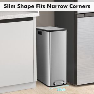 Recycle Pedal Kitchen Trash Can - Silver by Costway