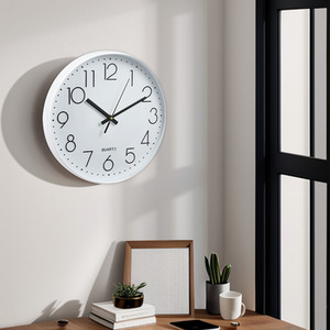 12-Inch Non-Ticking Battery-Operated Wall Clock - White by Livingandhome