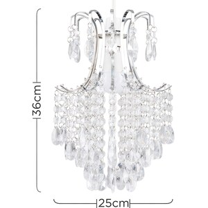 Modern Silver Chrome Ceiling Pendant Light Shade With Clear Acrylic Droplets - Silver by ValueLights