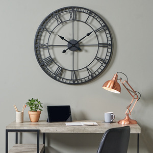 Black Metal Round Wall Clock Large - Black by Pacific Lifestyle