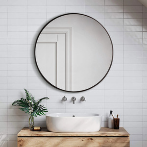 Round Bathroom Wall Mirror - Black / 70cm / 1.8kg by lifeideas