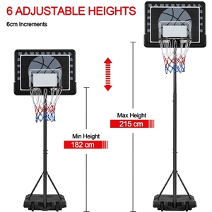 Height Adjustable Basketball Hoop on Wheels - Black / 264cm by Yaheetech