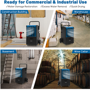 Industrial Dehumidifier with 4 Wheels - Black by Costway