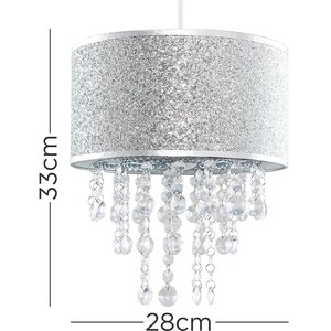 Bonita Silver Ceiling Pendant Droplets Shade - Silver by ValueLights