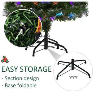 HOMCOM 4FT Multicoloured Artificial Christmas Tree with PreLit Modes Metal Stand - Green, red and blue by HOMCOM