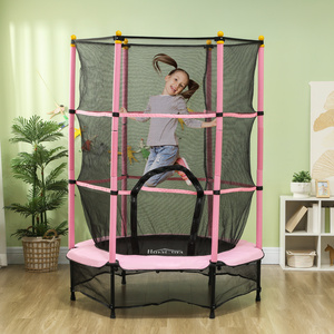HOMCOM 4.5FT Kids Trampoline with Safety Enclosure - Pink by HOMCOM
