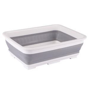 7L Collapsible Plastic Washing Up Bowl WhiteGrey - White/Grey by Ashley