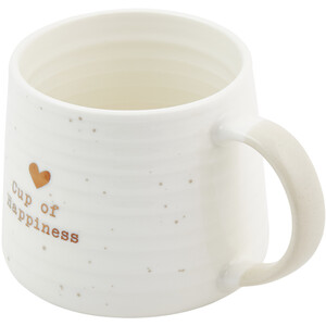 Gold Heart Ribbed Mug - White